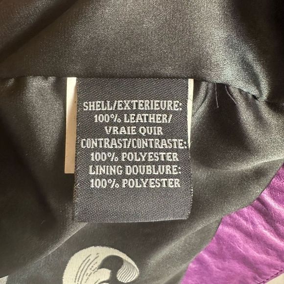 Royal Underground Leather Jacket Zip Sheer Black Ruffles Ornate Buttons Purple L - Picture 11 of 13